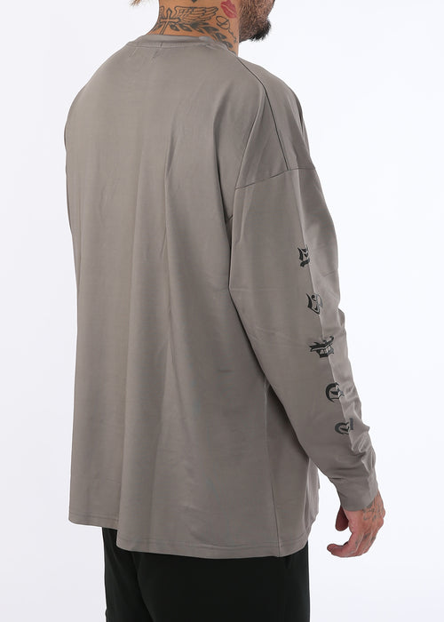 Dry R Over Size Long Tee [ash gray]